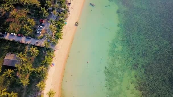 Aerial Top View Nathon Beach Koh Samui Beach Sea Sand — Video Stock