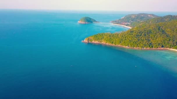 Koh Push Mae Haad Beach Aerial Drone View Tropical Island — Vídeo de Stock