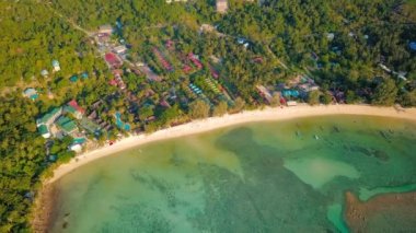 Flying over the beautiful Haad Salad Beach, Island Koh Phangan, Thailand