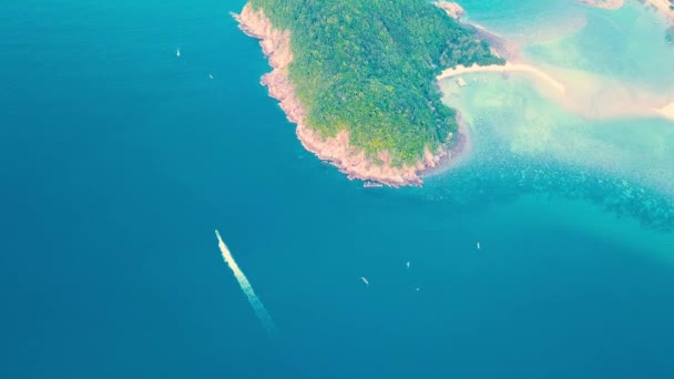 Koh Push Mae Haad Beach Aerial Drone View Tropical Island — Vídeos de Stock