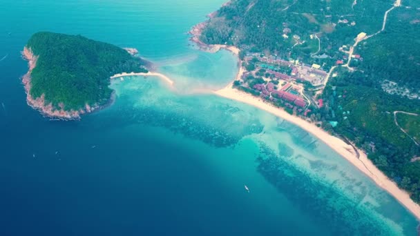 Koh Push Mae Haad Beach Aerial Drone View Tropical Island — Vídeo de Stock