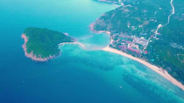 Drone Flying Mae Haad Beach Aerial Koh Drone View Tropical — Vídeos de Stock