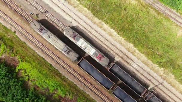 Railway Cargo Train Wagon Rides Railroad Transportation Delivery Cargo Containers — Stock videók