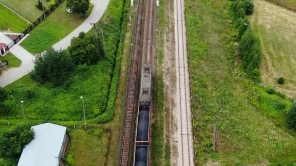 Railway Cargo Train Wagon Rides Railroad Transportation Delivery Cargo Containers — Αρχείο Βίντεο