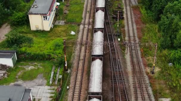 Railway Cargo Train Wagon Rides Railroad Transportation Delivery Cargo Containers — Stock videók