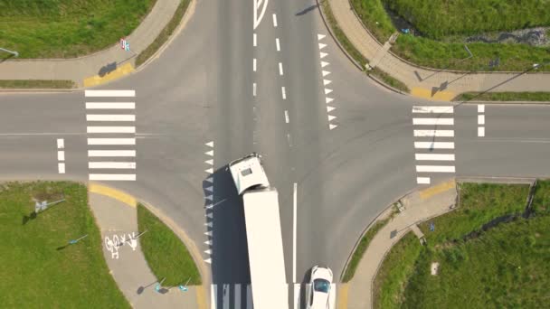 Bovenaanzicht Vanuit Lucht Van Snelweg Kruising Weg Drone Uitzicht Verhoogde — Stockvideo