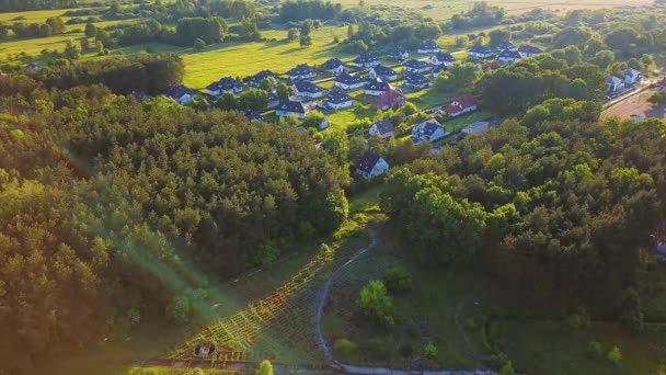 Letecká Fotografie Obce Houses Residential Drone View Summer Blue Sky — Stock video