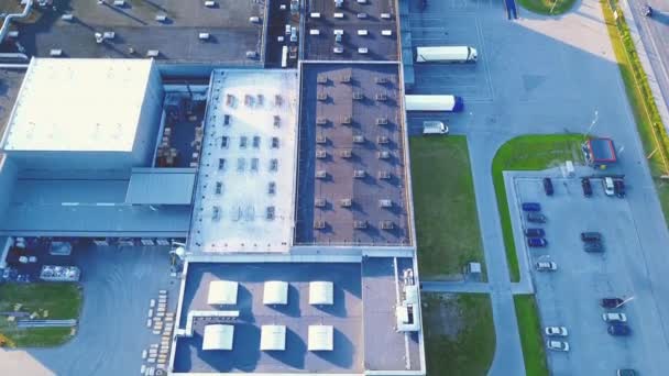 Vista Aérea Armazém Mercadorias Centro Logística Zona Industrial Cidade Cima — Vídeo de Stock
