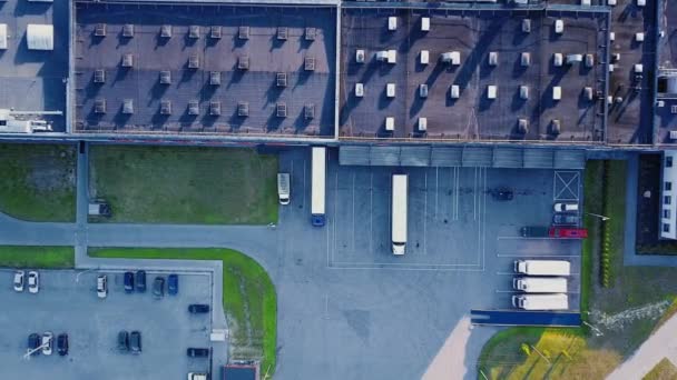 Widok Lotu Ptaka Magazynu Towarów Centrum Logistyczne Strefie Przemysłowej Miasta — Wideo stockowe