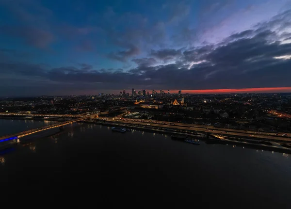 Prachtig Panoramisch Uitzicht Skyline Van Het Centrum Van Warschau Met — Stockfoto