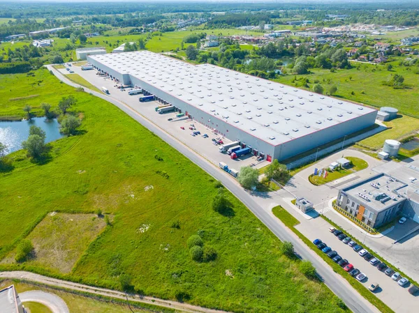 Luchtfoto Van Distributiecentrum Drone Foto Van Industriële Logistieke Zone Nieuw — Stockfoto