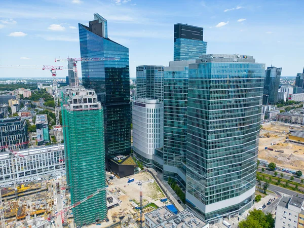 Moderne Stad Hoge Wolkenkrabber Gebouwen Zicht Vanuit Lucht Het Financiële — Stockfoto