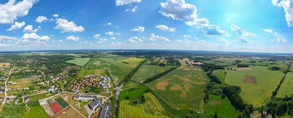 stock image Aerial photo of village of Houses Residential Drone Above View Summer Blue Sky Estate Agent