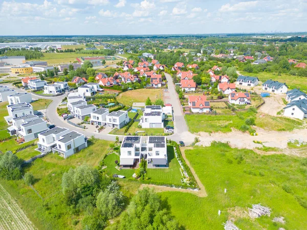 Luchtfoto Van Het Dorp Huizen Residentiële Drone Boven Uitzicht Zomer Stockfoto