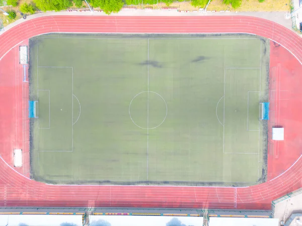 Aerial Establishing Shot Whole Stadium Soccer Championship Match Teams Play — Stock Photo, Image