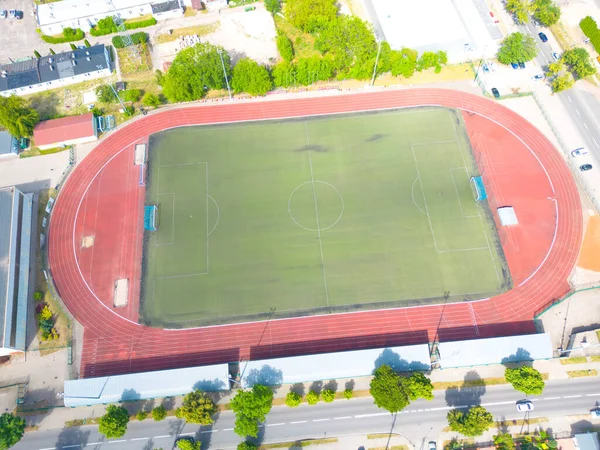 Aerial Establishing Shot Van Een Heel Stadion Met Voetbal Championship — Stockfoto
