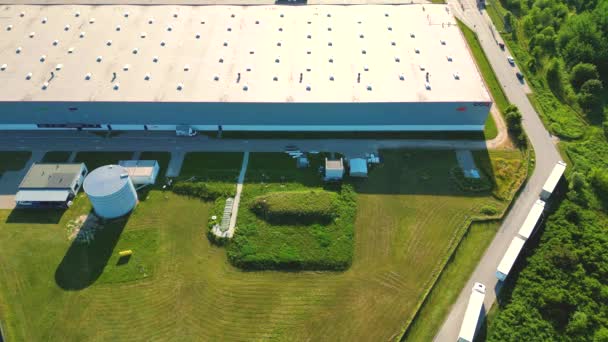 Vista Aérea Almacenes Almacén Fábrica Industrial Centro Logístico Desde Arriba — Vídeos de Stock
