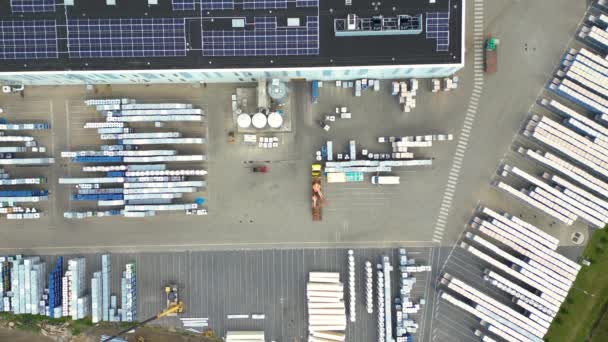 Widok Lotu Ptaka Centrum Dystrybucyjnego Zdjęcie Drona Przemysłowej Strefy Logistycznej — Wideo stockowe