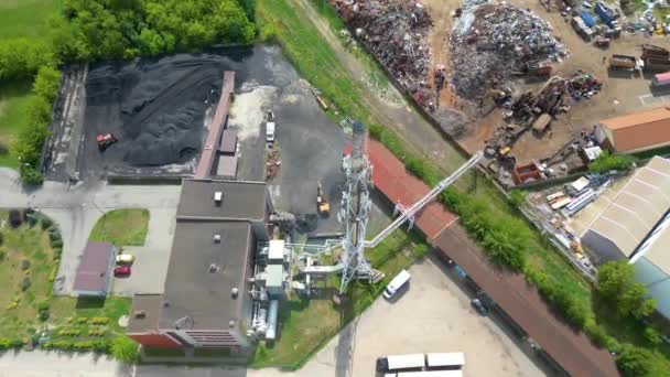 Territorio Terminal Carbón Con Vertederos Carbón Regenerador Carga Descarga Carbón — Vídeo de stock