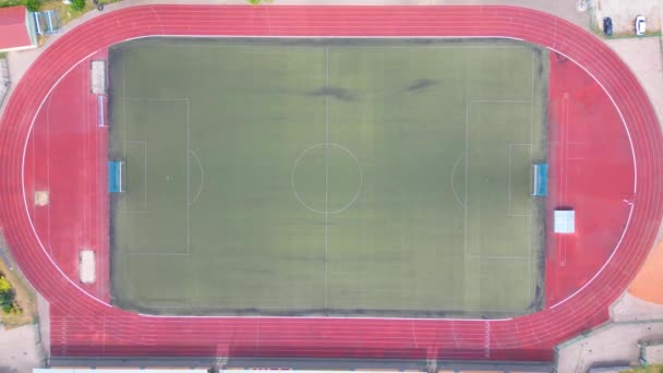 Aerial Establishing Shot Van Een Heel Stadion Met Voetbal Championship — Stockvideo