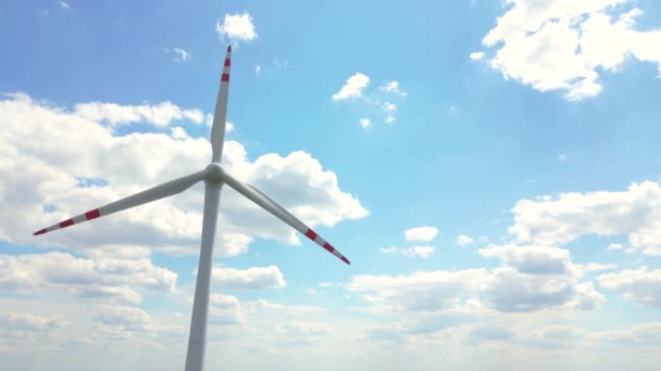 Vue Aérienne Parc Éoliennes Puissant Pour Production Énergie Sur Ciel — Video