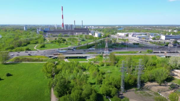 Drone Luchtbeelden Van Een Industriële Elektriciteitscentrale Oost Europa Installatie Voor — Stockvideo