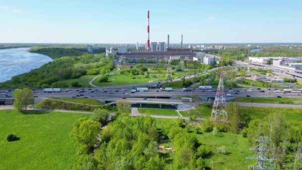 Drone Luchtbeelden Van Een Industriële Elektriciteitscentrale Oost Europa Installatie Voor — Stockvideo