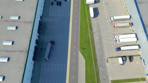 Luftaufnahme Des Distributionszentrums Drohnenaufnahme Der Industriellen Logistikzone Neues Supermodernes Logistikzentrum — Stockvideo