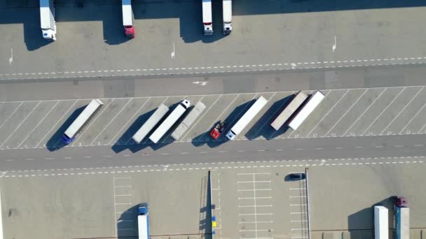 Luchtfoto Van Distributiecentrum Drone Foto Van Industriële Logistieke Zone Nieuw — Stockvideo