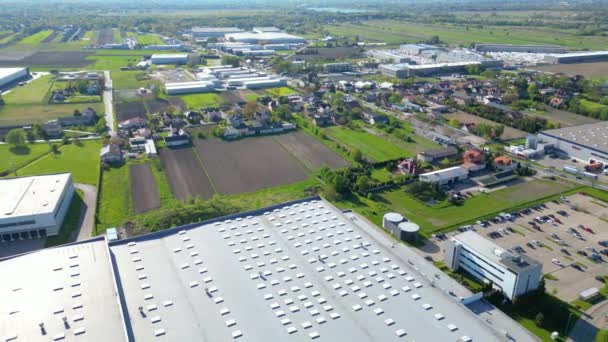 Dağıtım Merkezinin Hava Görüntüsü Endüstriyel Lojistik Bölgesinin Fotoğrafı Modern Teknoloji — Stok video