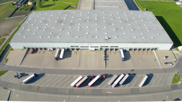 Εναέρια Άποψη Του Κέντρου Διανομής Drone Φωτογραφία Της Βιομηχανικής Εφοδιαστικής — Αρχείο Βίντεο