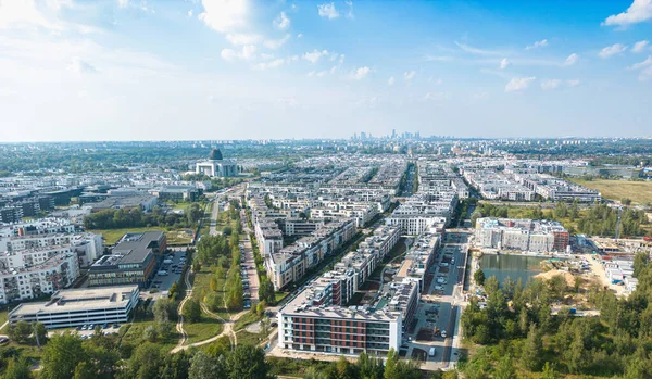 Wilanow Drone Aerial Photo Modern Residential Buildings Wilanow Area Warsaw — Stock Photo, Image