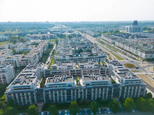 Wilanow Drohne Luftbild Von Modernen Wohngebäuden Wilanow Bereich Von Warschau Stockbild