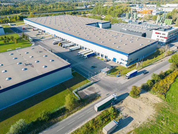 Aerial View Goods Warehouse Logistics Center Industrial City Zone Aerial — Stock Photo, Image
