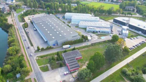 Flygfoto Över Lager Lagringar Eller Industri Fabrik Eller Logistik Center — Stockvideo