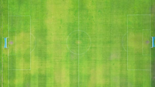 Luftaufnahme Von Oben Nach Unten Vom Fußballplatz Stadion Fußballplatz Fußball — Stockvideo