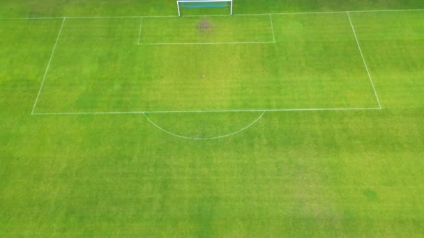 Luftaufnahme Von Oben Nach Unten Vom Fußballplatz Stadion Fußballplatz Fußball — Stockvideo