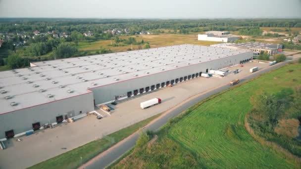 Warehouse Storages Industrial Factory Logistics Center Aerial View Industrial Buildings — Stockvideo