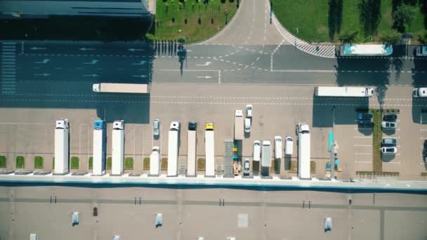 Warehouse Storages Industrial Factory Logistics Center Aerial View Industrial Buildings — Vídeo de stock