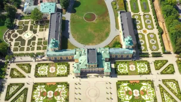 Вид Воздуха Королевский Дворец Варшаве Польше Вилановский Дворец Летающие Беспилотники — стоковое видео