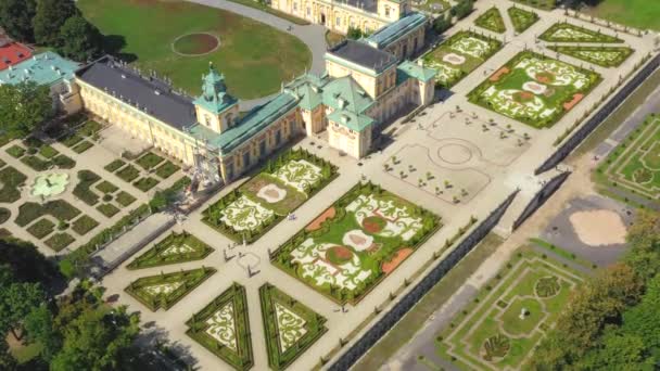 Vista Aérea Del Palacio Real Varsovia Polonia Palacio Wilanow Drones — Vídeos de Stock