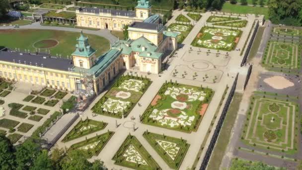 Вид Воздуха Королевский Дворец Варшаве Польше Вилановский Дворец Летающие Беспилотники — стоковое видео