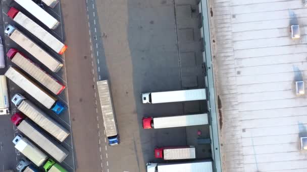 Luchtfoto Van Distributiecentrum Drone Foto Van Industriële Logistieke Zone Nieuw — Stockvideo