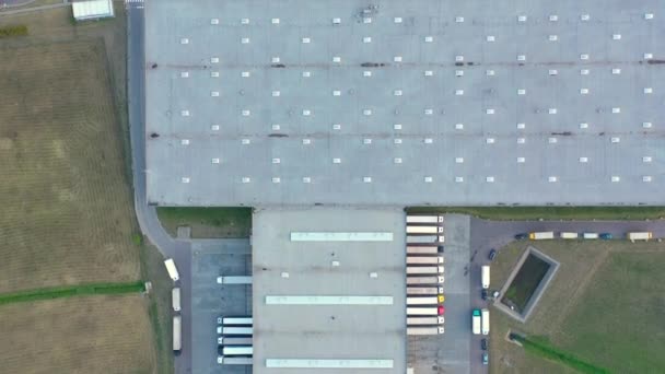 Semi Truck Cargo Trailer Travelling Parking Lot Warehouse Logistics Park — стоковое видео