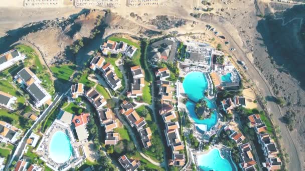 Widok Powietrza Luksusowy Hotel Wzdłuż Wybrzeża Hotel Princess Fuerteventura Wyspy — Wideo stockowe