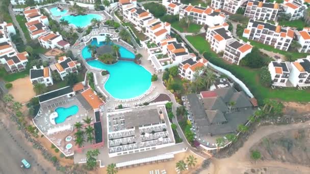 Luftaufnahme Eines Luxushotels Entlang Der Küste Hotel Princess Fuerteventura Kanarische — Stockvideo