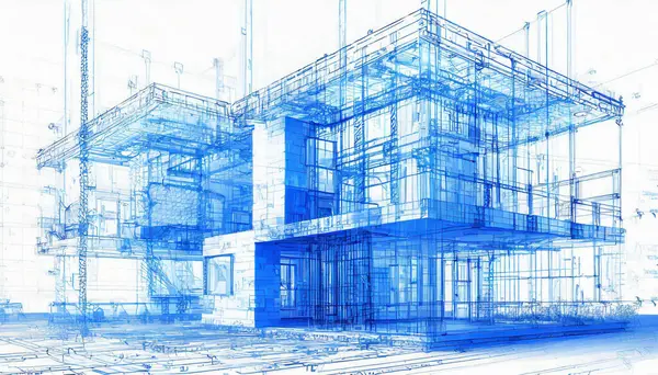 Bina planındaki evlerin mimari modeli, inşaat planı veya gayrimenkul satışı için kopya alanı olan pankart düzeni, banka kredisi kavramı için kullanılabilir görüntü 