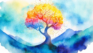 zihinsel bağlantı boyama el hastalık illüstrasyon Bipolar sağlık sembol suluboya tasarlamak çizim