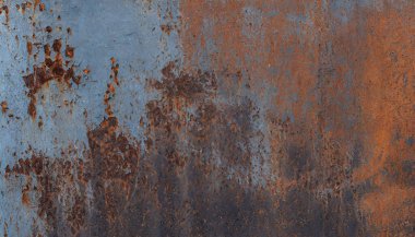 Paslı çelik arka plan. Eski antika metal malzeme yüzey grunge bakır hasarlı