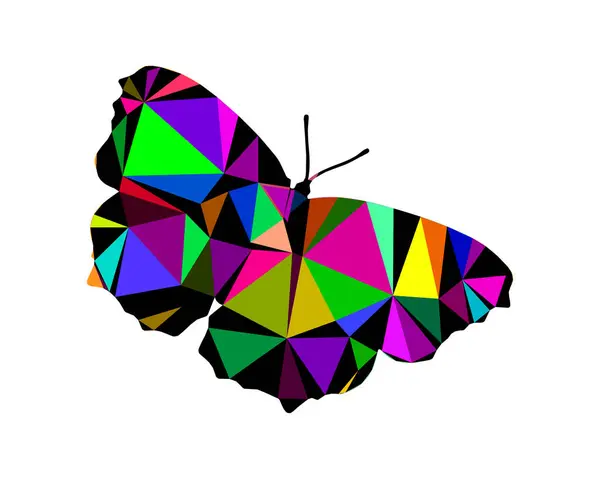 Beyaz arka planda çok renkli mozaiği olan kelebek..